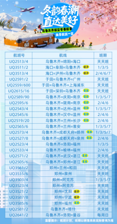 2025年冬航季 烏魯木齊航空航線網絡煥新，織密區域空中通道